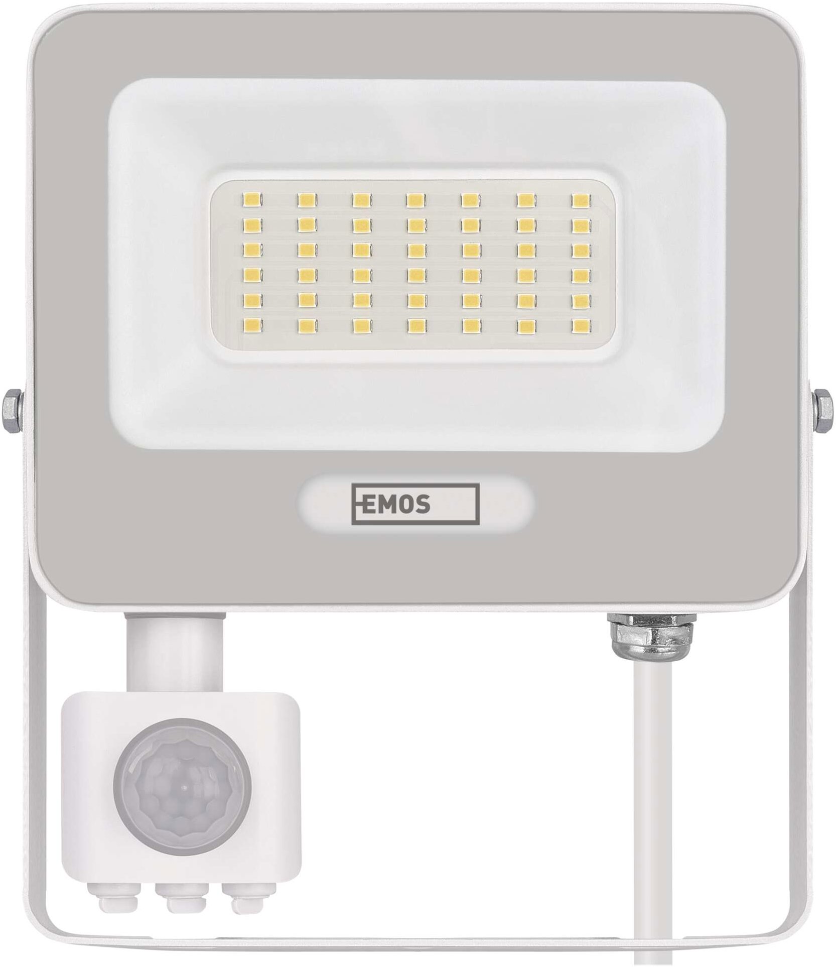 EMOS GLARO s pohybovým senzorom, 30 W, biely, IP54, 3000 lm, neutrálna biela