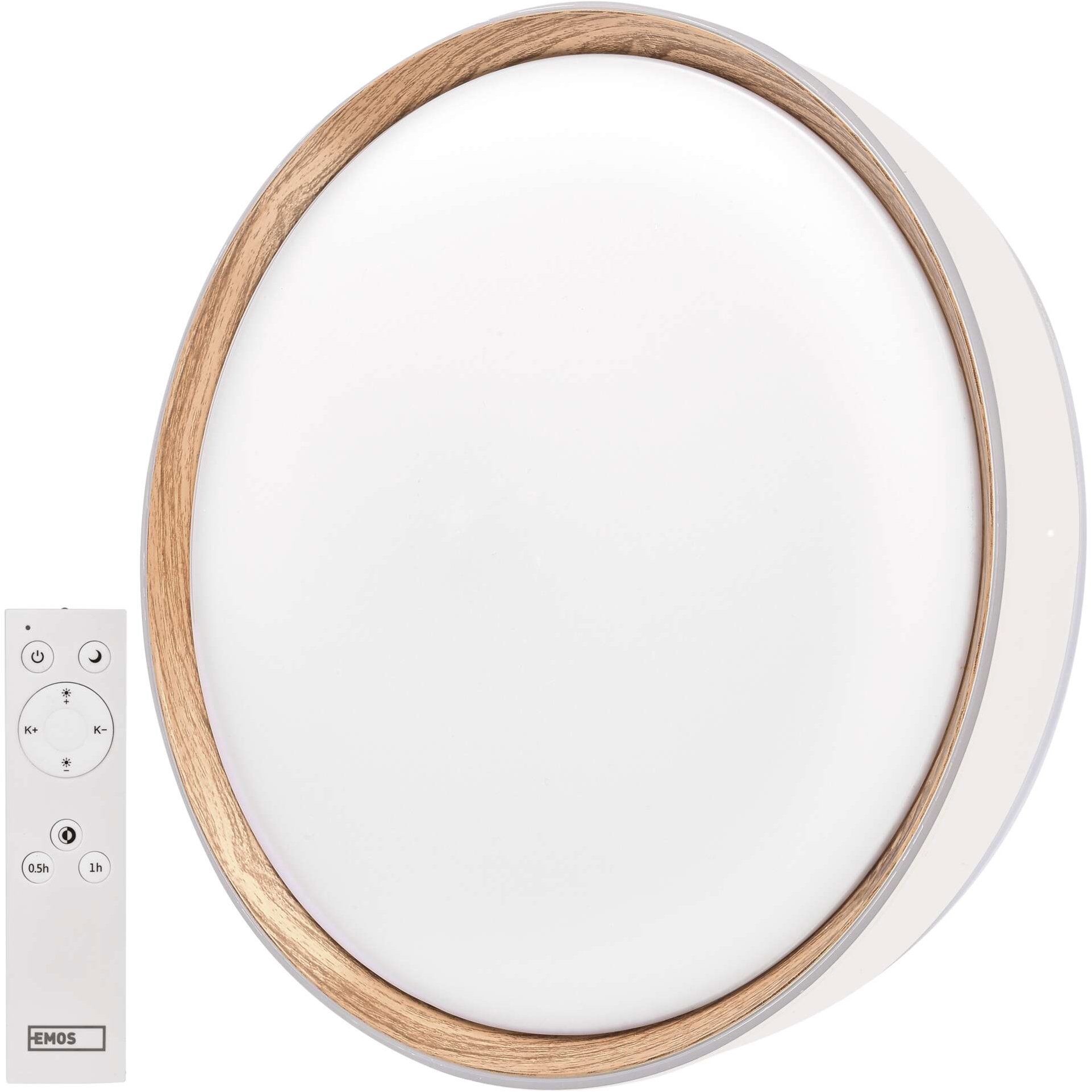 EMOS ILVI prisadené, kruhové 30 W, stmievacie so zmenou CCT, biele/drevo