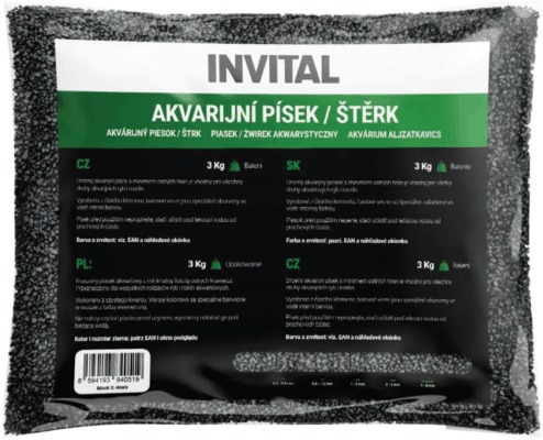 INVITAL Akváriový piesok čierny 0,8 – 1,2 mm 3 kg