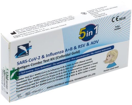 DeepBlue 5v1 respirační multitest (Adenovirus/RSV/Chřipka A+B/Covid) 1 ks