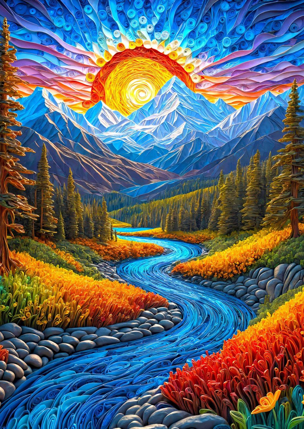 ENJOY Puzzle Východ slnka nad krajinou 1000 dielikov
