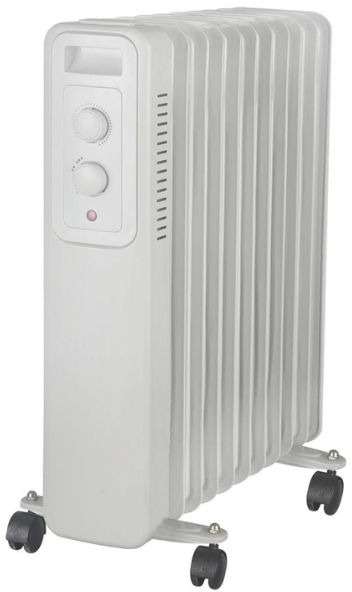 Entac Olejový radiátor, 3 stupne výkonu, max. 2500 W, termostat, 11 rebier, na kolieskach