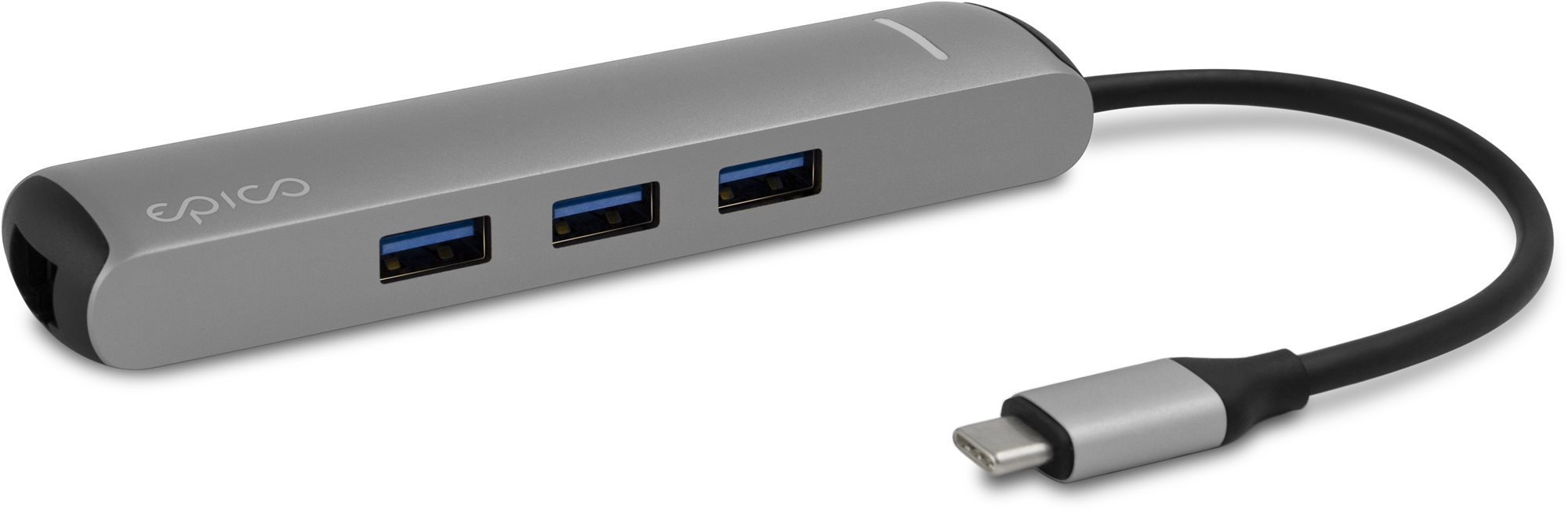 Epico Type-C Hub Slim 4K HDMI & Ethernet – silver, black cable