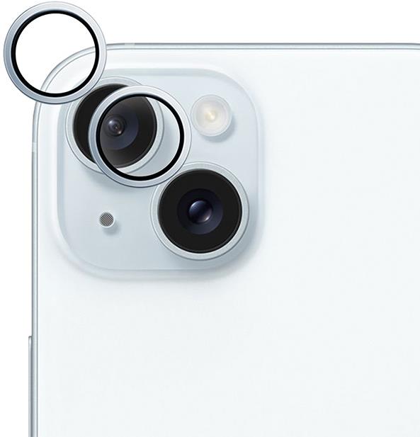 Epico hliníkové ochranné sklo na šošovky fotoaparátu pre iPhone 15/15 Plus – modré