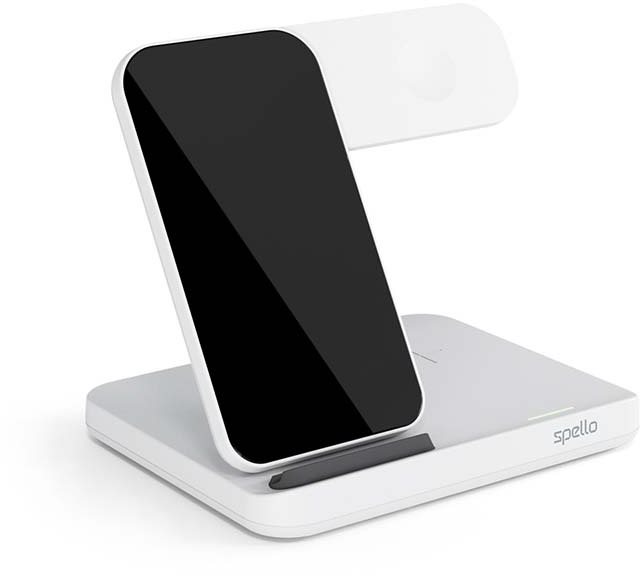 Spello by Epico 3 in 1 bezdrôtový nabíjací stojan pre Samsung – biela