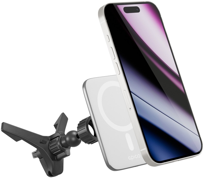 Epico Qi2 Mag+ bezdrôtová autonabíjačka – strieborná/biela