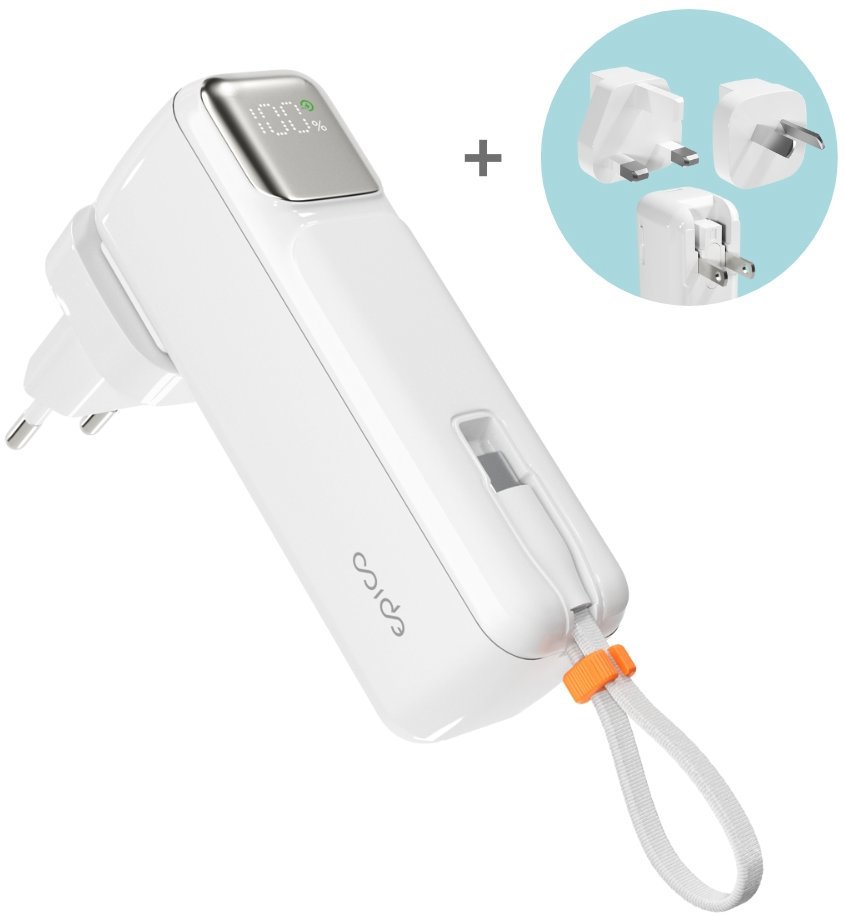 Epico UltraPack 2in1 5000 mAh cestovná power banka a sieťový adaptér ET30 – biela