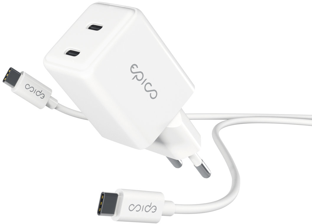 Epico UltraBoost GaN 35 W sieťový adaptér EA35 s 1,2 m USB-C na USB-C káblom – biely