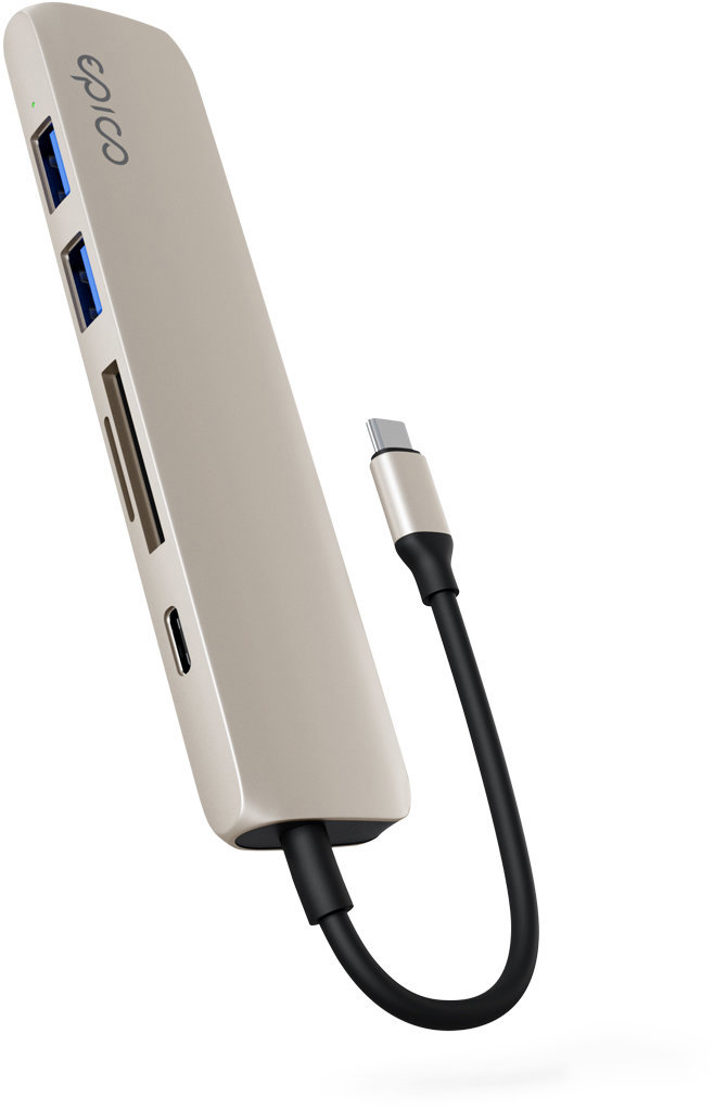 Epico 6 v 1 hliníkový hub 8K s USB-C konektorom – hviezdna biela
