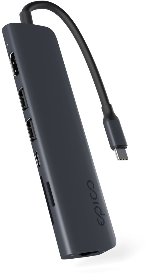 Epico 7 v 1 Pro Hub s 8K a USB-C konektorom – tmavo atramentová