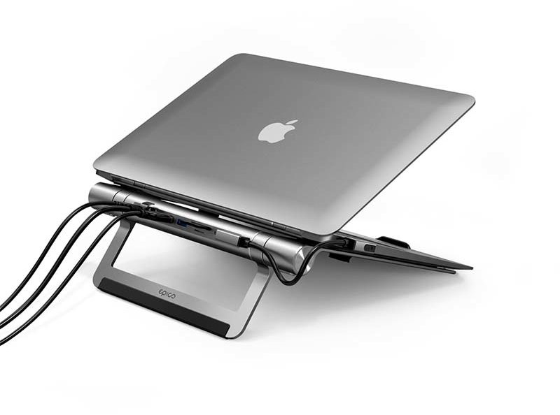 Epico 8in1 Hub s rozhraním USB-C so stojančekom na notebooky