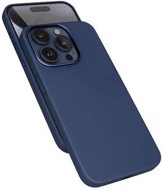 Epico Mag+ kožený kryt iPhone 15 Pro Max – modrý