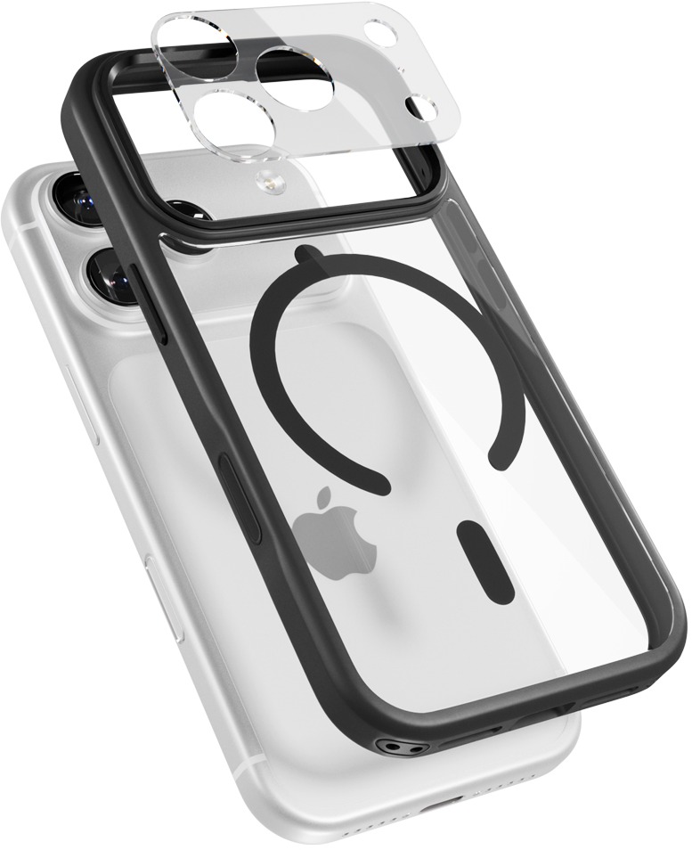 Epico Hero Pro Mag+ Case iPhone 17 Pro Max Qi2 & MagSafe kompatibilný – čierny transparentný