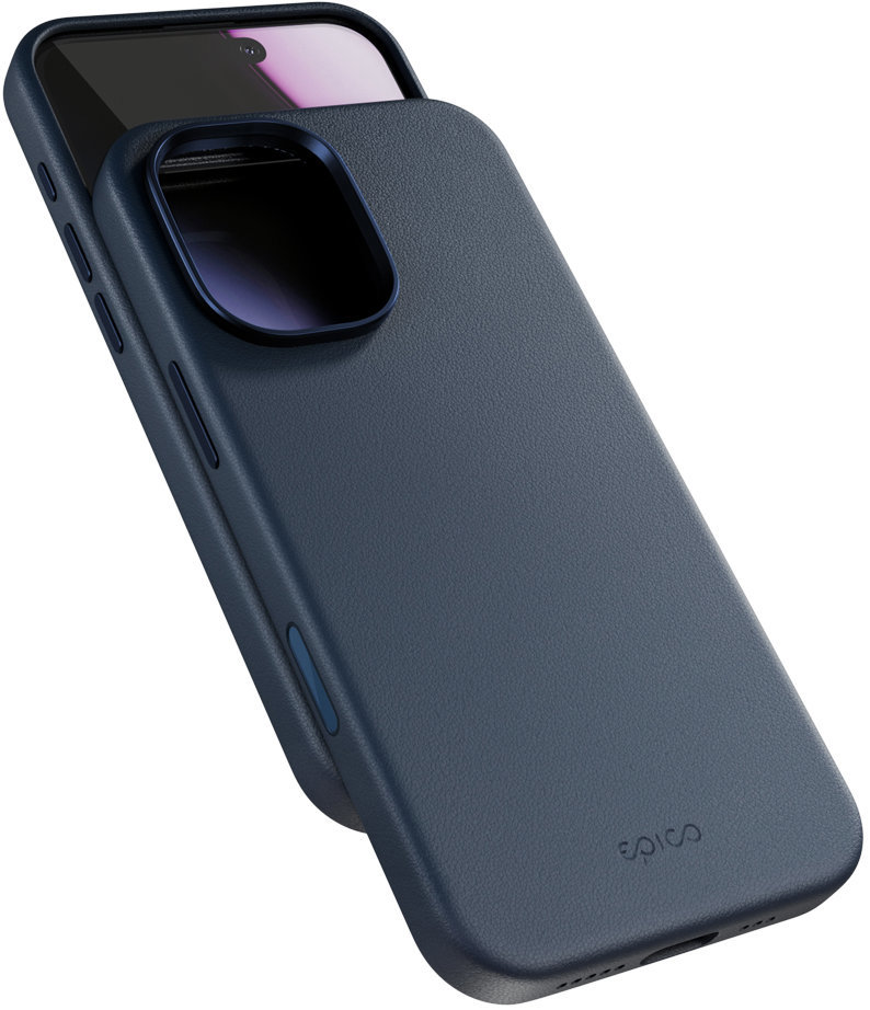 Epico Mag+ kožený kryt iPhone 17 – modrý