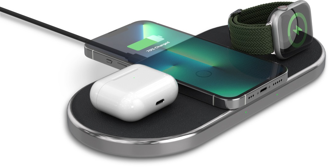 Epico Wireless Charging Base 3 in 1 čierna PU koža – space grey základňa