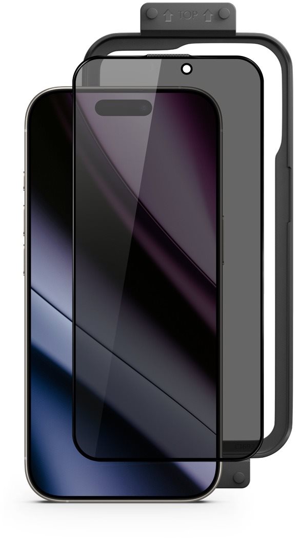 Epico Privacy 3D ochranné sklo s inštalačným rámčekom pre iPhone 15 Plus/16 Plus