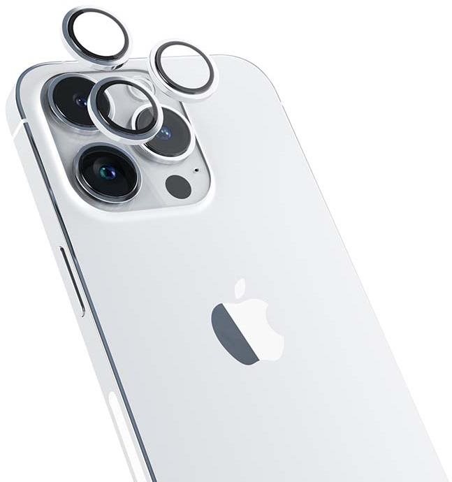 Epico Hliníkové ochranné sklo na šošovky fotoaparátu pre iPhone 14 Pro / 14 Pro Max strieborná