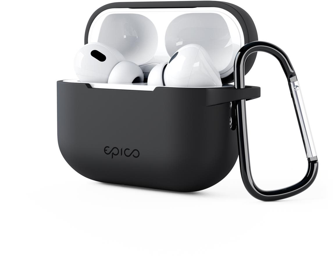Epico silikónové puzdro pre Airpods Pro 2 s karabínou – čierne