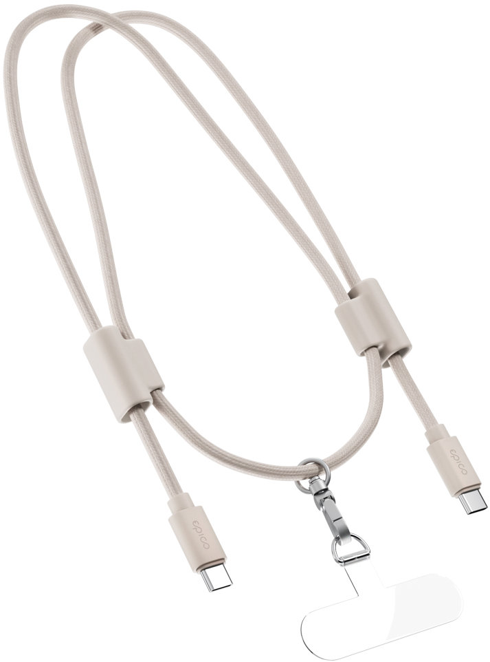 Epico šnúrka na telefón s USB-C na USB-C káblom – béžová