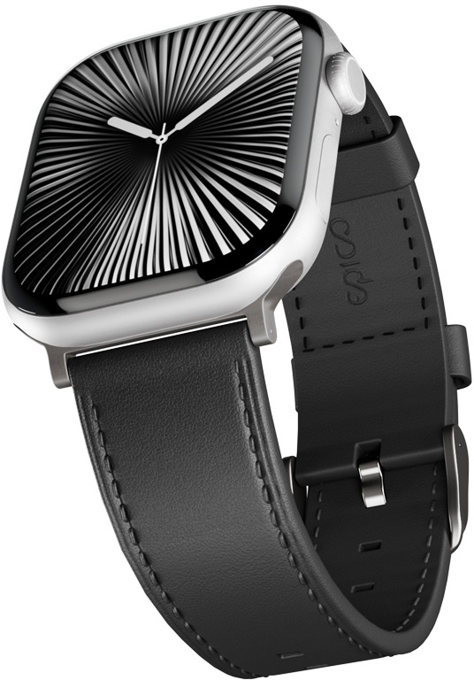 Epico kožený remienok pre Apple Watch SE (40 mm)/Series 1 – 9 (38/40/41 mm) 10 – 11 (42 mm) – čierny