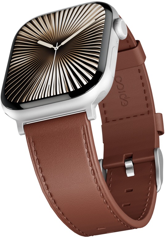 Epico Watch Strap Leather for Apple Watch SE/Series 1 – 9 (38/40/41 mm)/10-11 (42 mm) – hnedý
