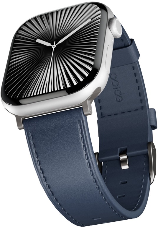 Epico Watch Strap Leather for Apple Watch SE/Series 1 – 9 (38/40/41 mm)/10 –11 (42 mm) – modrý
