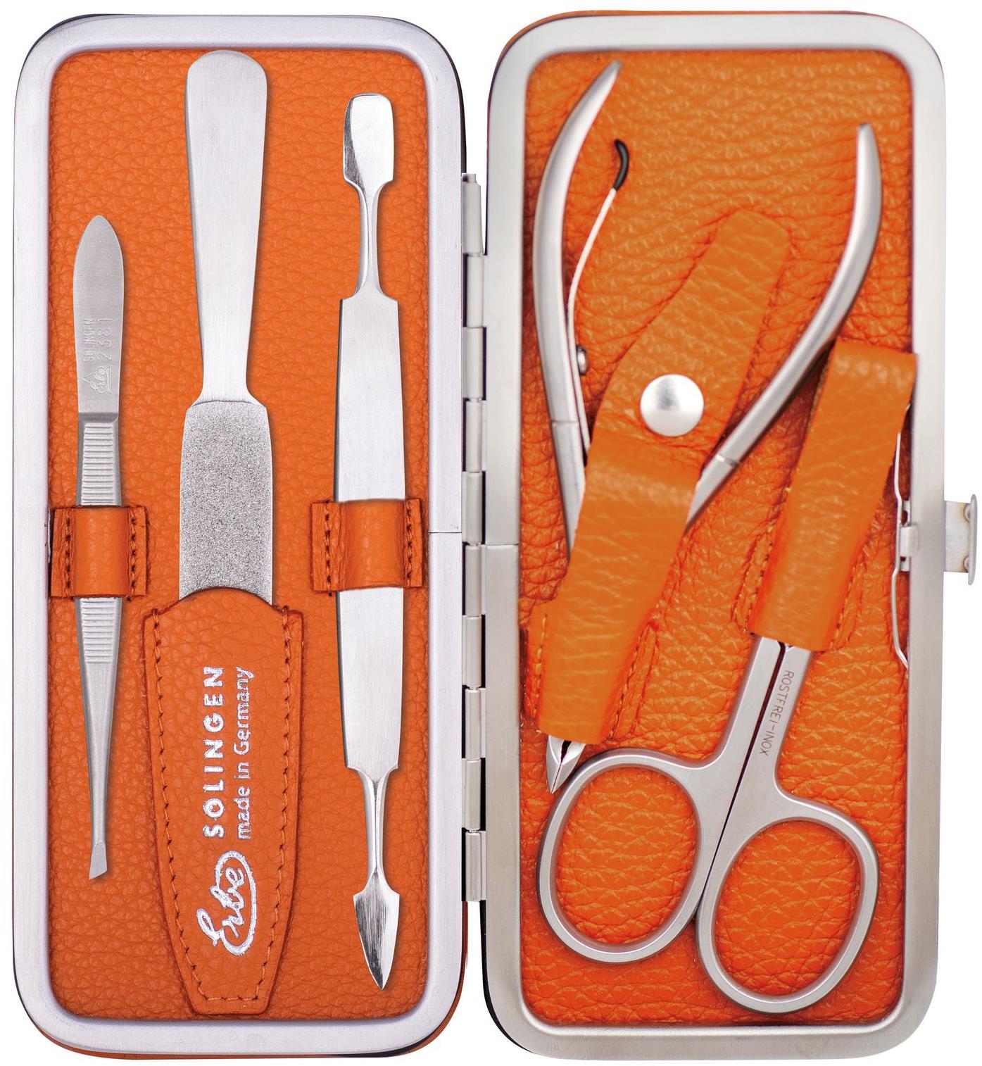ERBE SOLINGEN Dámska kožená manikúra s antikorovými nástrojmi č. 9284 oranžová