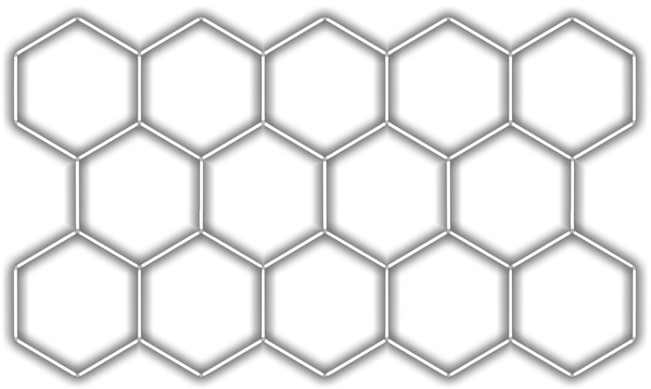 Escape6 Kompletné LED hexagónové svietidlo biele 6500 K, rozmery 14 elementov 420 × 238 cm