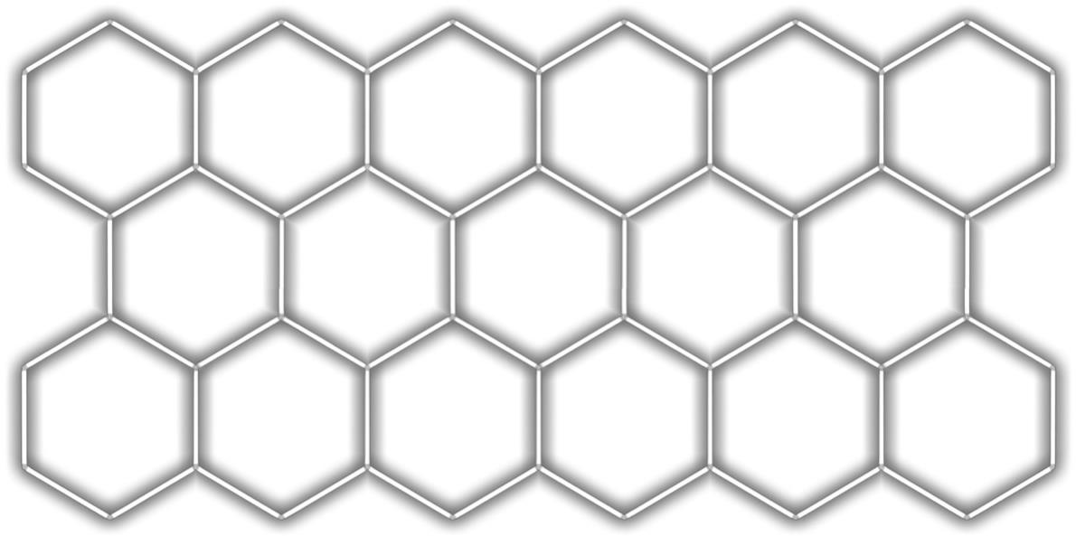 Escape6 Kompletné LED hexagónové svietidlo biele 4500 K, rozmer 17 elementov 504 × 238 cm