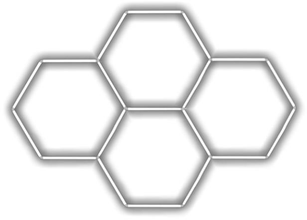 Escape6 Kompletné LED hexagónové svietidlo biele 6500 K, rozmery 4 elementy 241 × 168 cm
