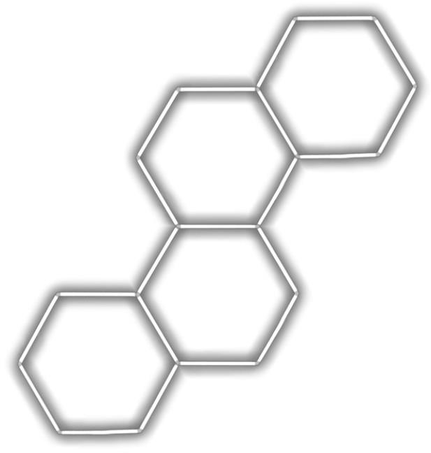 Escape6 Kompletné LED hexagónové svietidlo biele 4500 K, rozmery 4 elementy 166 × 288 cm