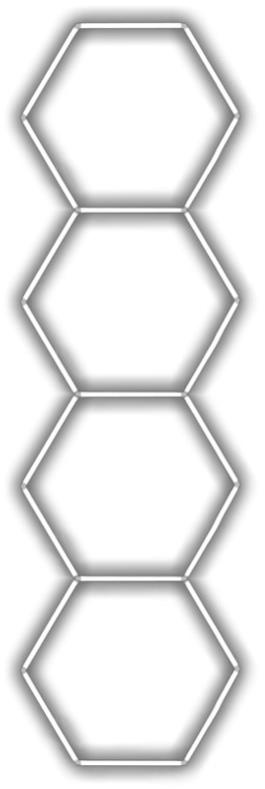 Escape6 Kompletné LED hexagónové svietidlo biele 4500 K, rozmery 4 elementy 97 × 327 cm