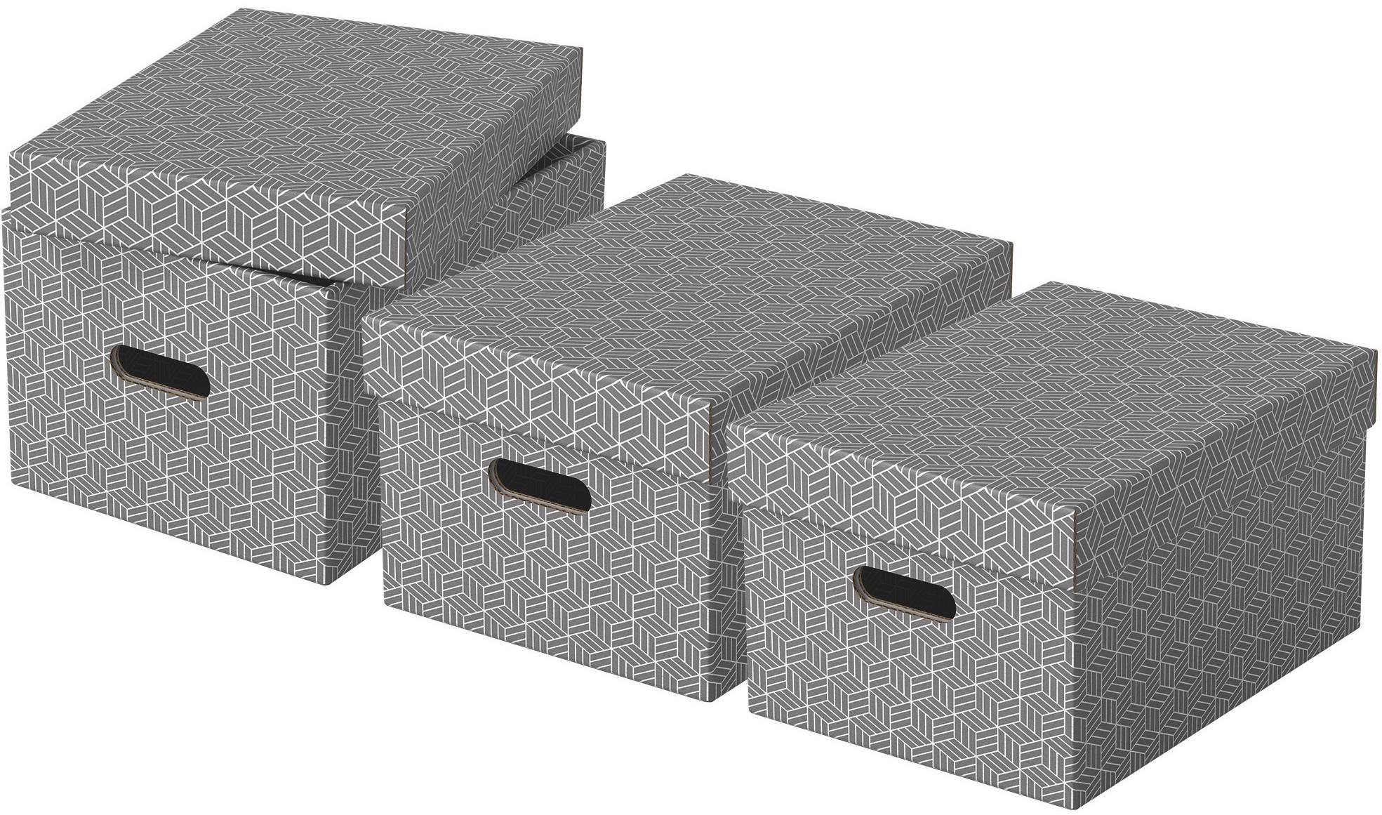 Esselte Home veľkosť M 26,5 x 20,5 x 36,5 cm, sivá – sada 3 ks