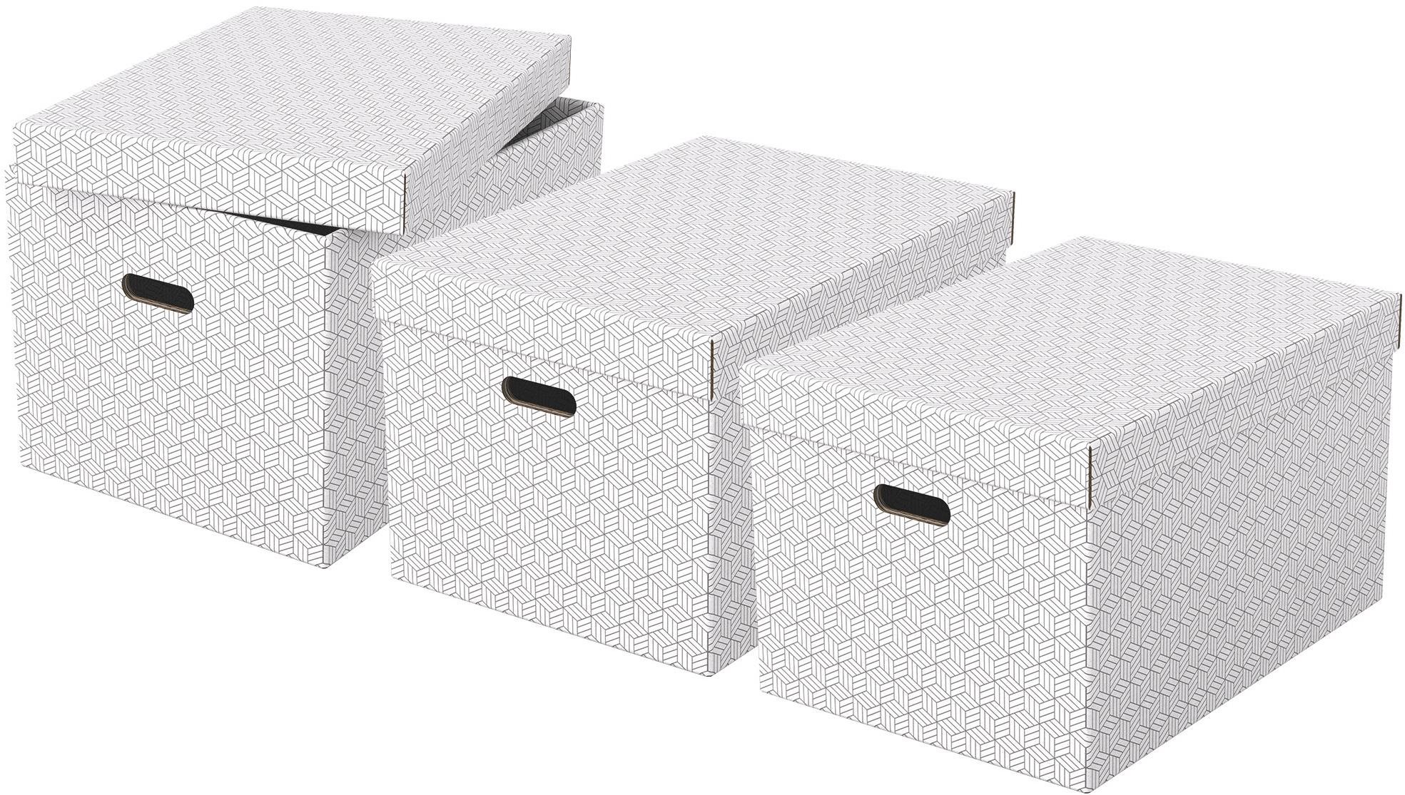 Esselte Home veľkosť L 35,5 x 30.5 x 51 cm, biela – sada 3 ks