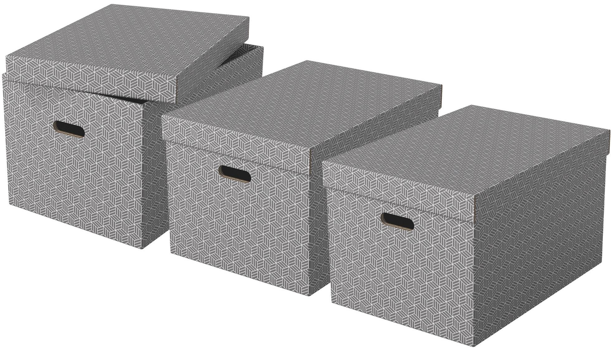 Esselte Home veľkosť L 35,5 x 30,5 x 51 cm, sivá – sada 3 ks