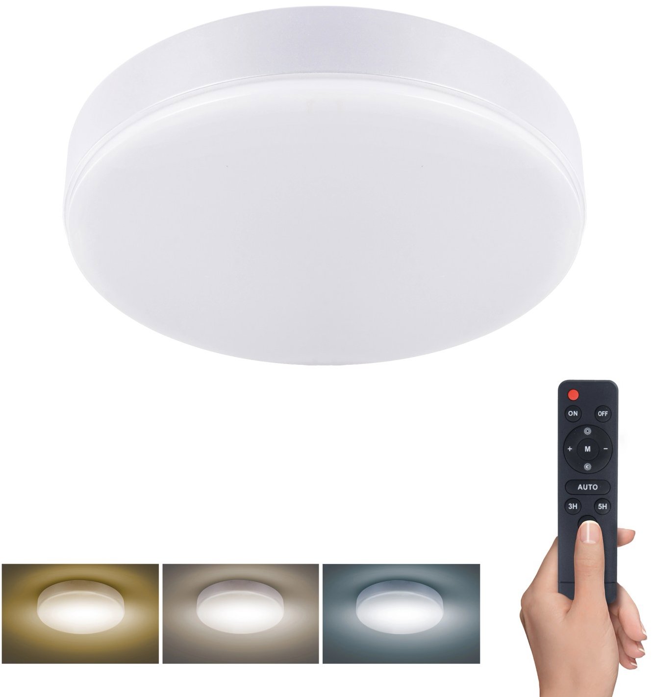 EURAKLES LED stropné svietidlo Regina 50 W, 5500 lm, 3000 – 6000 K, biele s diaľkovým ovládaním