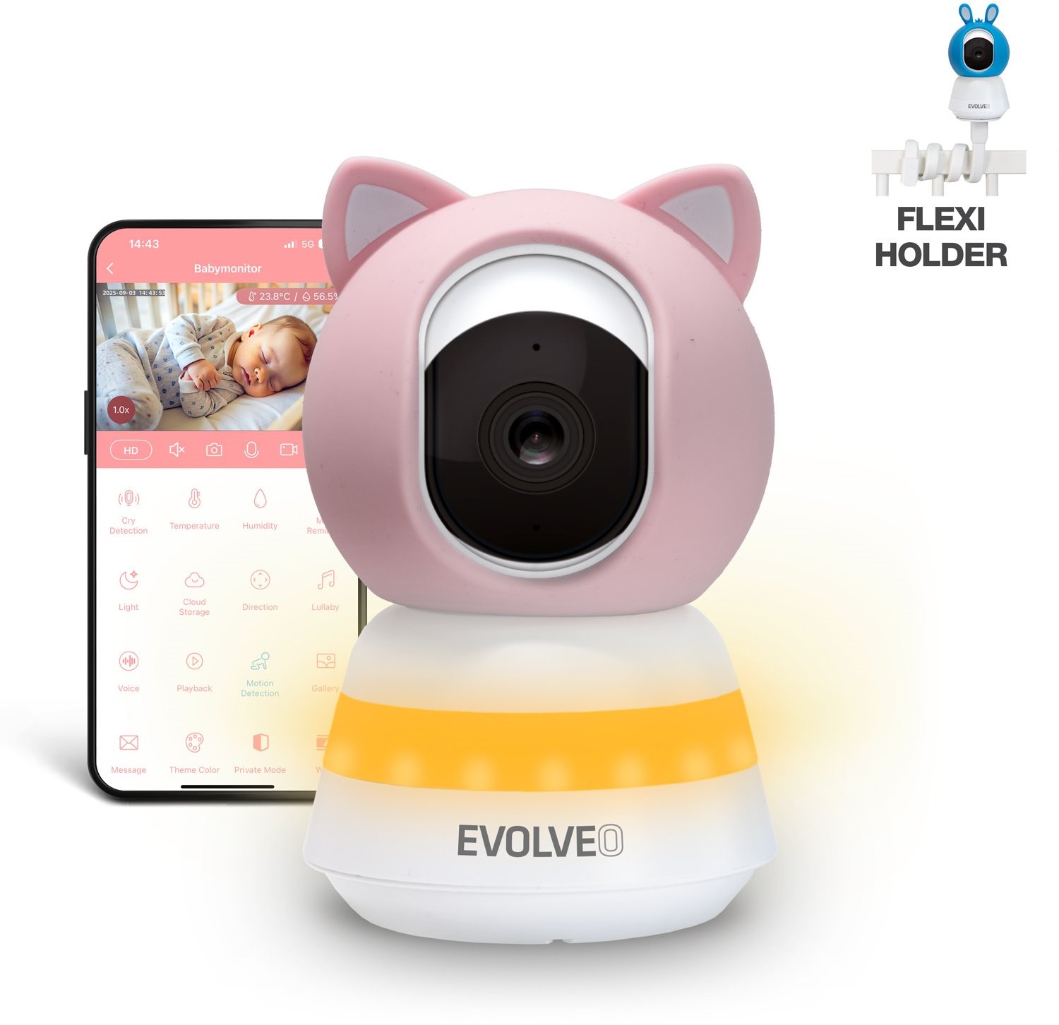 EVOLVEO Baby Monitor LUX, ružová