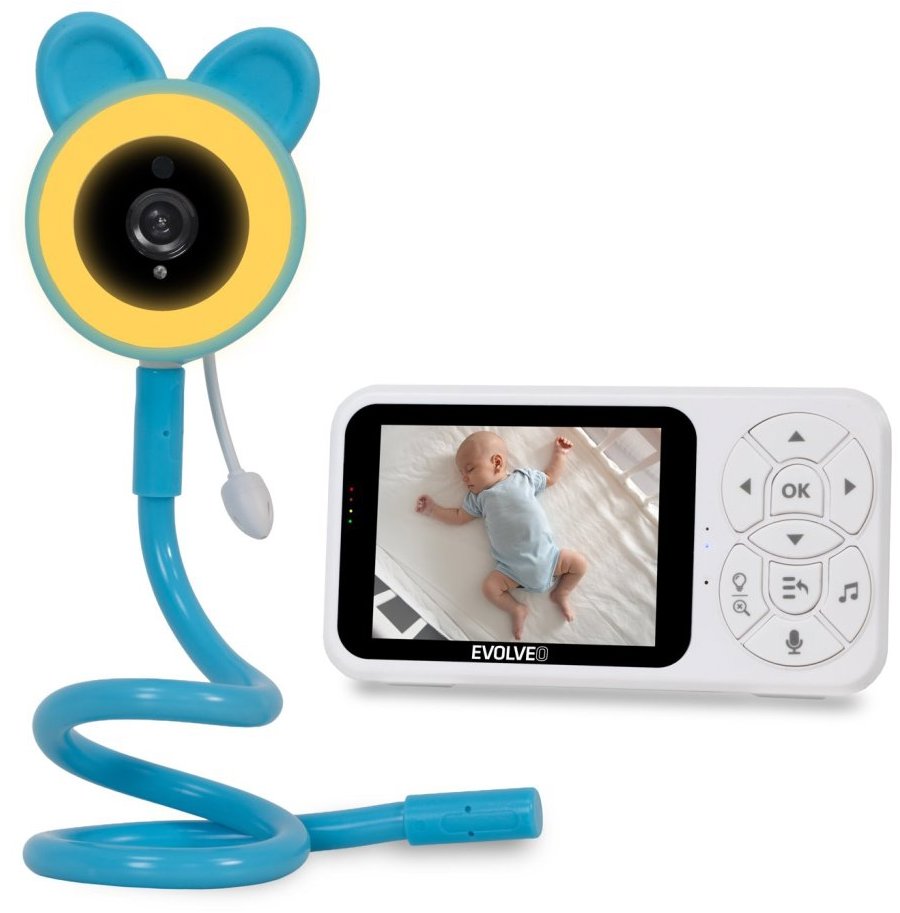 EVOLVEO Baby Monitor N35 s kamerou, VOX, teplomer, nočné videnie, RGB svetlo, modrá