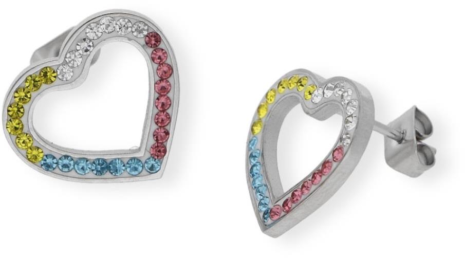 Ewena Náušnice srdiečka s kamienkami z chirurgickej ocele CKR770