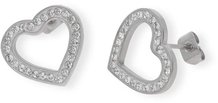 Ewena Náušnice srdiečka s kamienkami z chirurgickej ocele CKR771