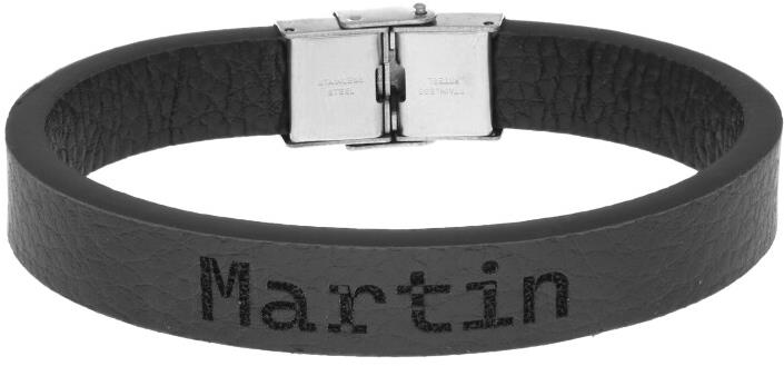 Ewena Kožený náramok čierny s menom Martin