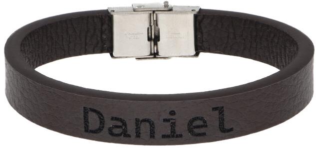 Ewena Kožený náramok hnedý s menom Daniel