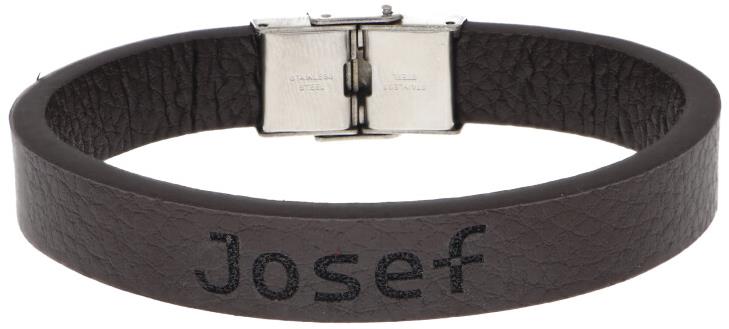 Ewena Kožený náramok hnedý s menom Josef