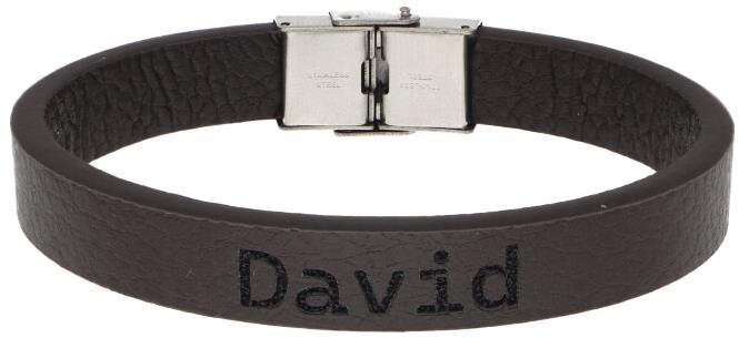 Ewena Kožený náramok hnedý s menom David