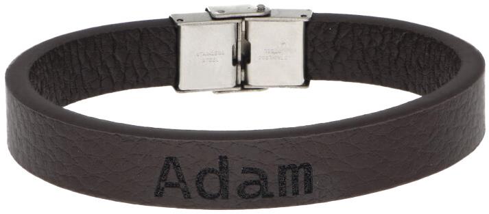 Ewena Kožený náramok hnedý s menom Adam