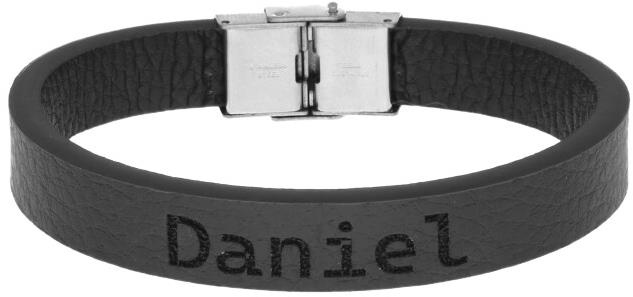 Ewena Kožený náramok čierny s menom Daniel