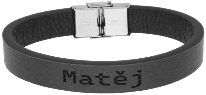 Ewena Kožený náramok čierny s menom Matěj