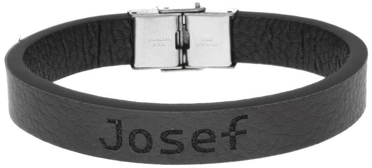 Ewena Kožený náramok čierny s menom Josef