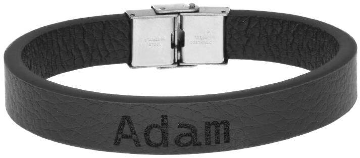 Ewena Kožený náramok čierny s menom Adam