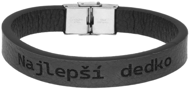 Ewena Kožený náramok čierny Najlepší dedko